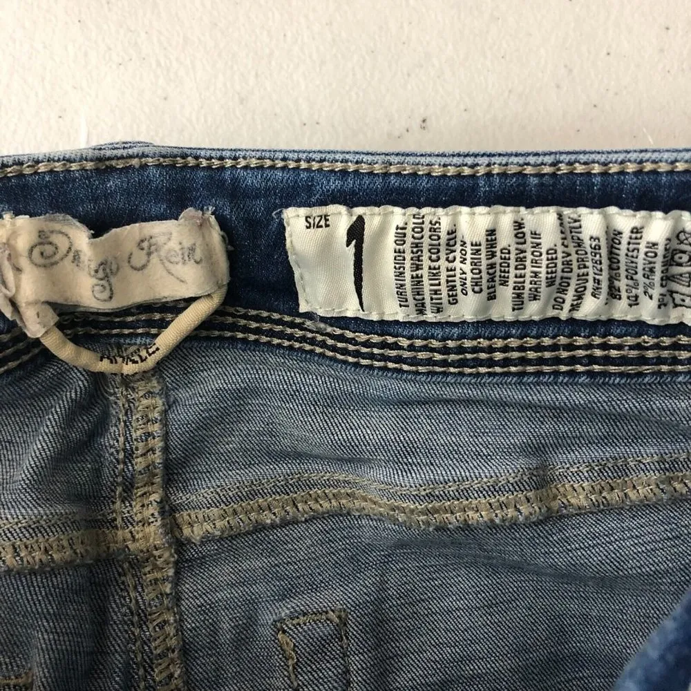 Indigo Rein Womens Jeans Skinny Distressed Ankle Medium Wash 1 - Image 3