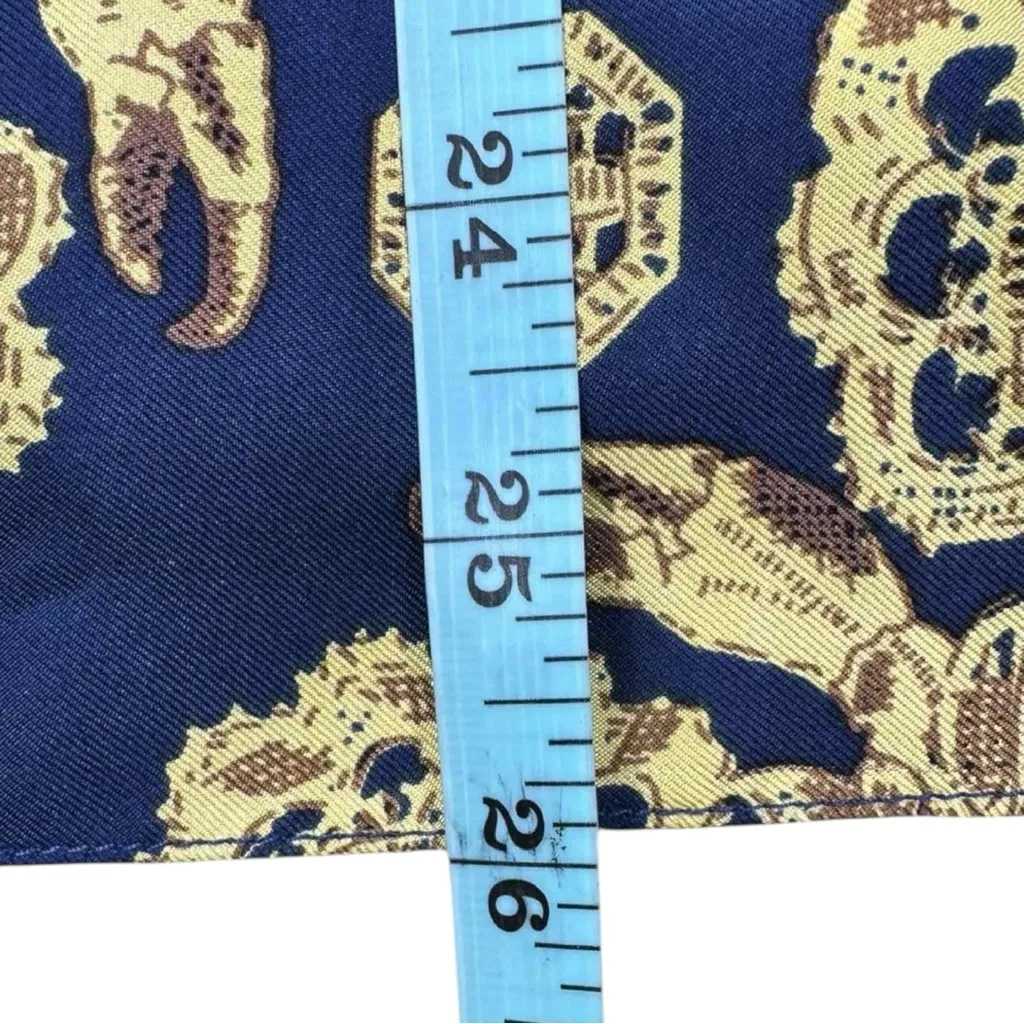 tibi Navy 100% Silk Print Blouse Size 10 - Image 8