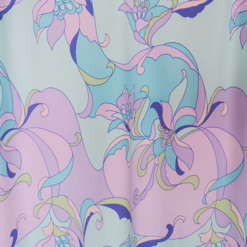 Vintage 80s Cruz Pastel Psychedelic Floral Dress Purple Size M - Image 7