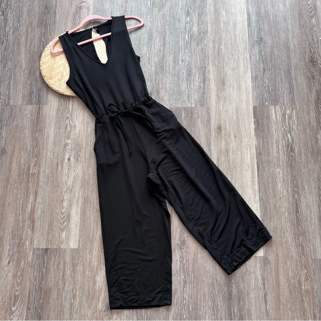 Quince  black French terry jumpsuit‎ cropped - Image 3