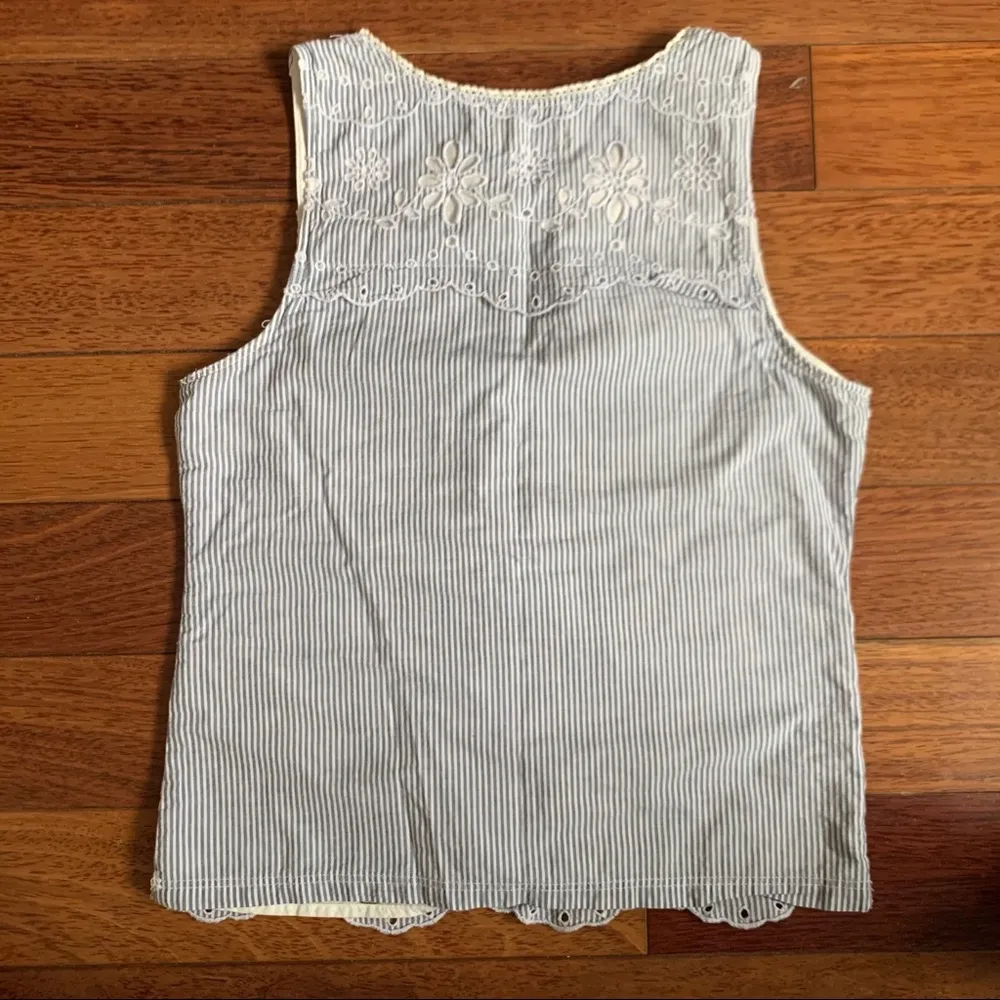 Hollister | Eyelet Pinstripe Blouse Blue White XS - Image 3