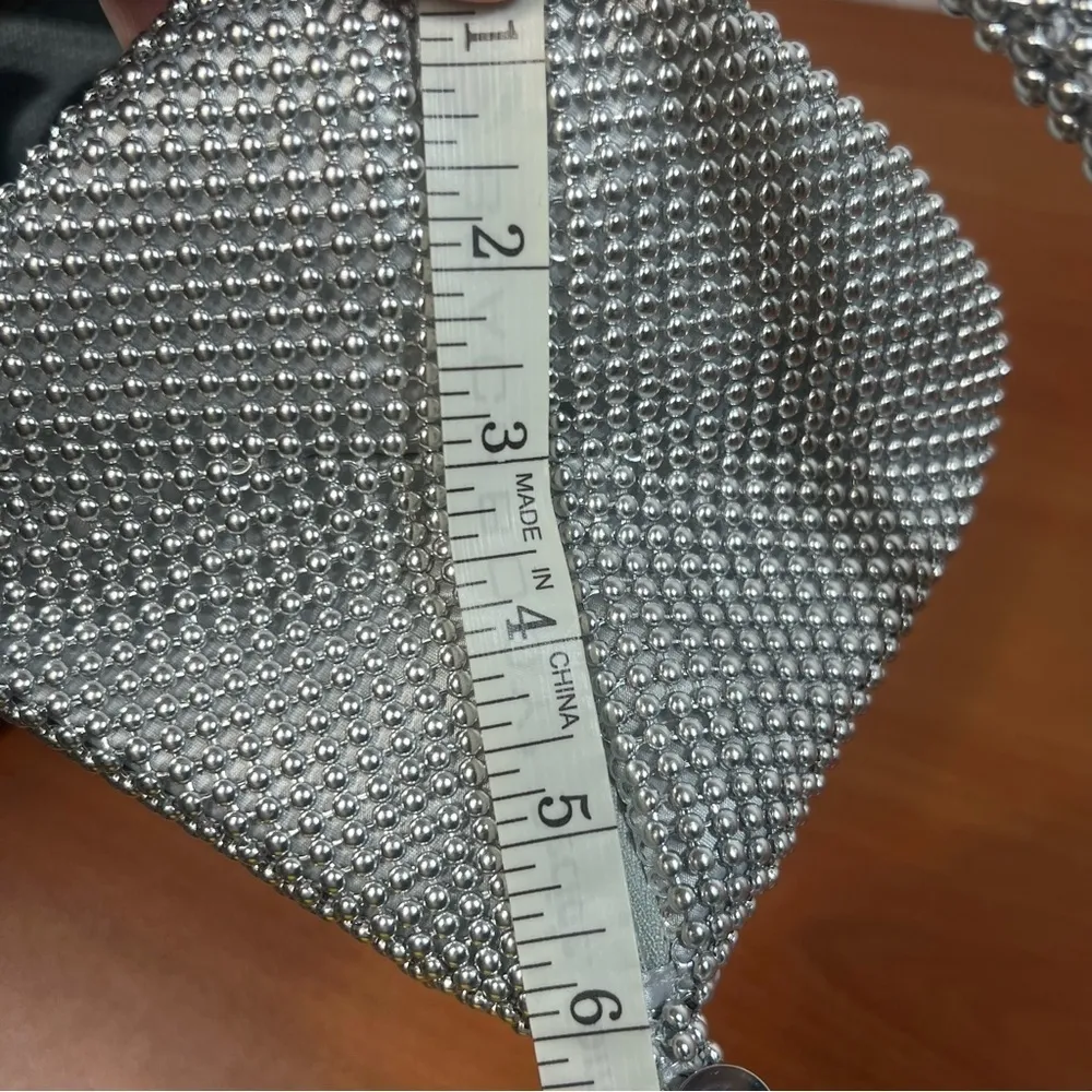 Jessica McClintock Silver Staci Mesh Wristlet Pouch - Image 7