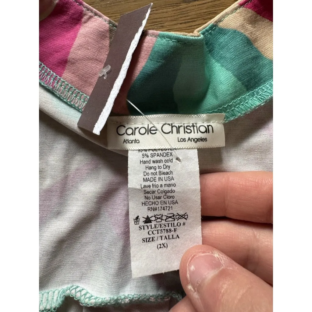 Carole Christian Women Long Sleeve Tunic Top Size 2X Stretch Hippie Modern City - Image 3