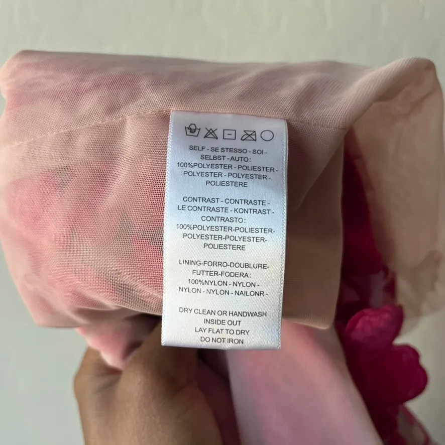 Helsi Embroidered Floral Pink Strapless Lace Up Corset‎ Back Midi Gown Size XL - Image 12