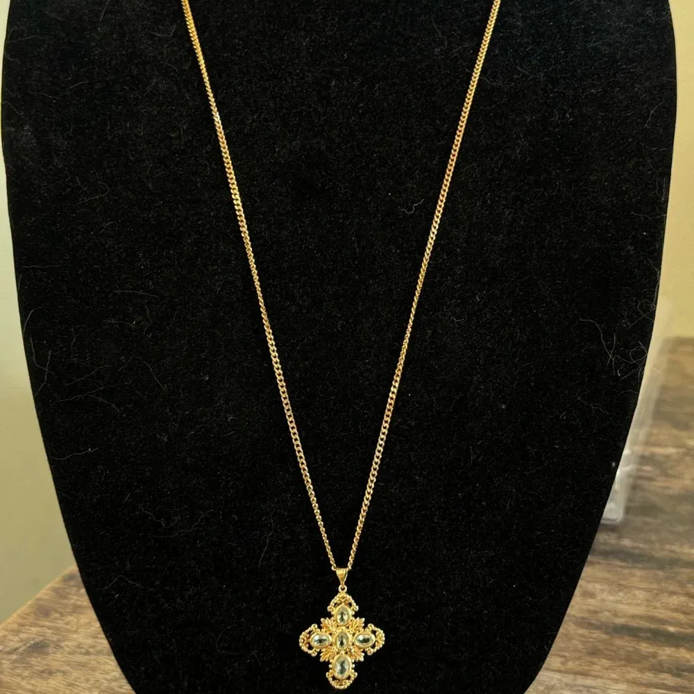 Blue topaz cross in vermeil (gold) 925 sterling silver stamped 925 Lirm Gold - Image 15