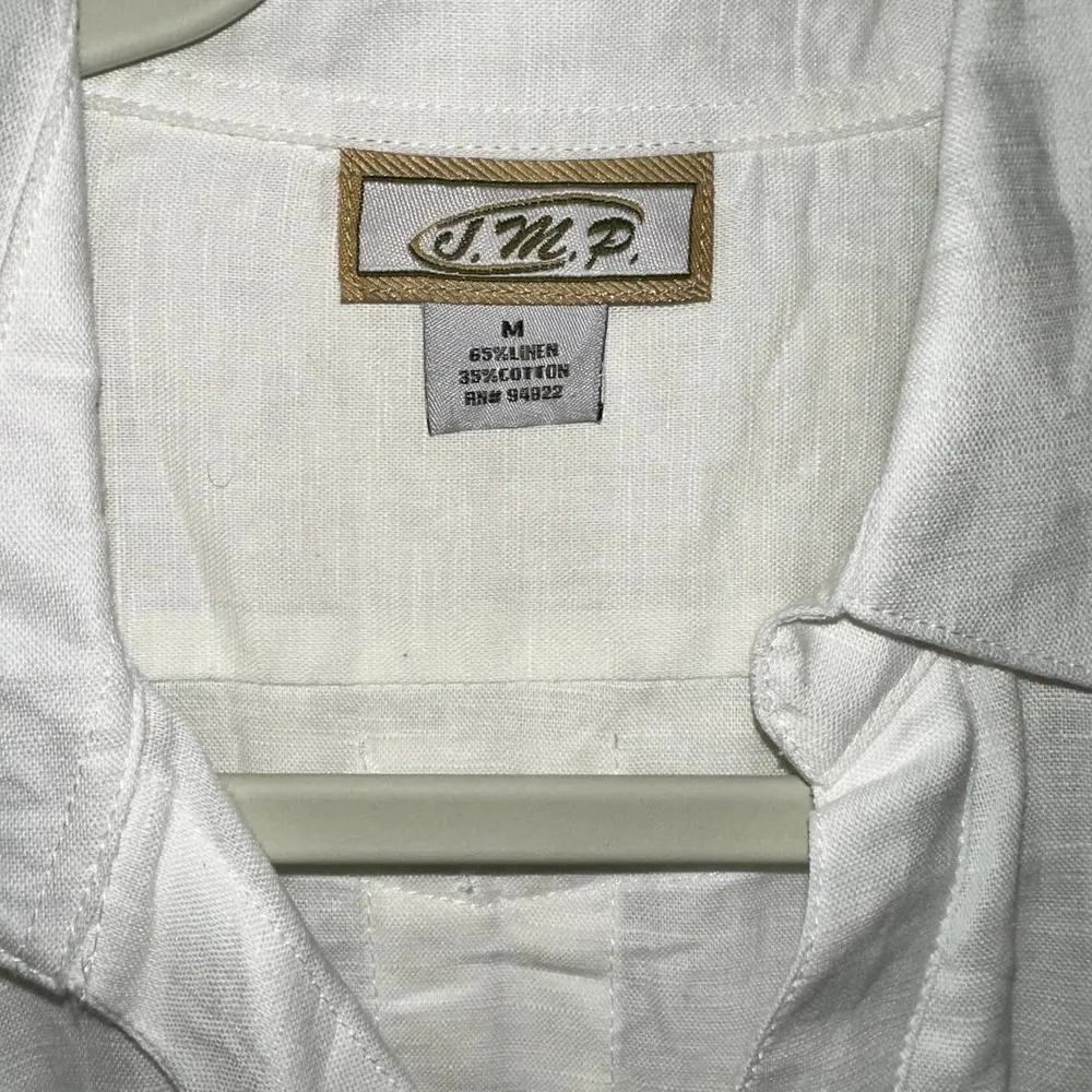 JMP WHITE LINEN 4 POCKETS BUTTON UP BLOUSE MEDIUM - Image 5