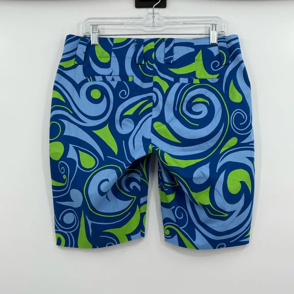 Loudmouth ladies blue‎ swirl shorts 6 Blue - Image 2