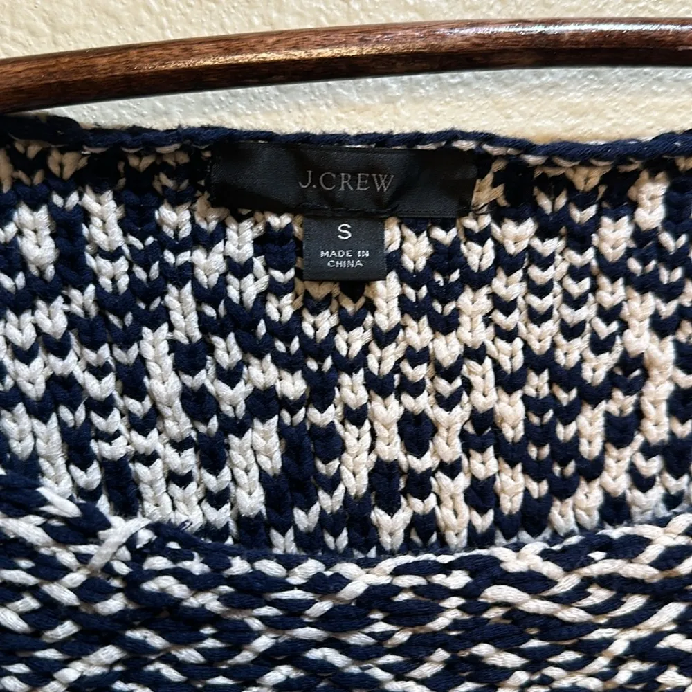 J. Crew wide neck size small navy blue nautical oversized thick knit sweater - Image 6