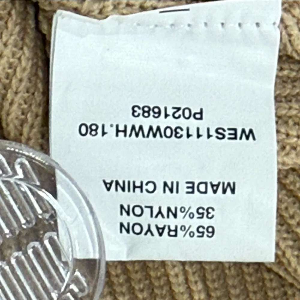 Dissh Stride Ribbed Long Sleeve Midi Dress Large Warm Wheat Beige Knit Minimal - Image 12