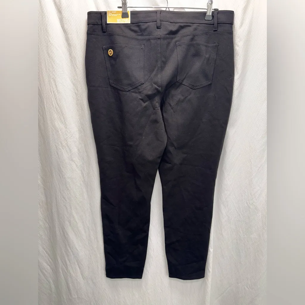 New Michael Kors XL Izzy Skinny MidRise Slim Through Hip & Thigh Black Pants NWT - Image 2