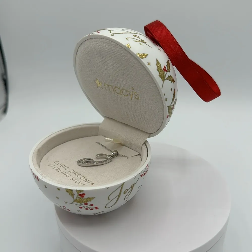 Giani Bernini Ornament Box with silver Cubic Zirconia J Initial Pendant Necklace - Image 2