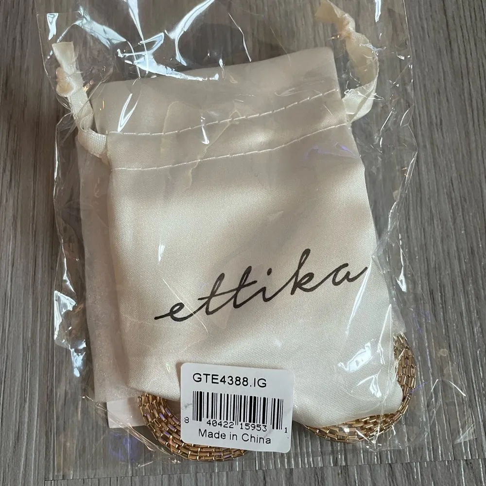 Ettika Gold Plated Double Hoop Oval Mesh Dangle Earrings - Image 5