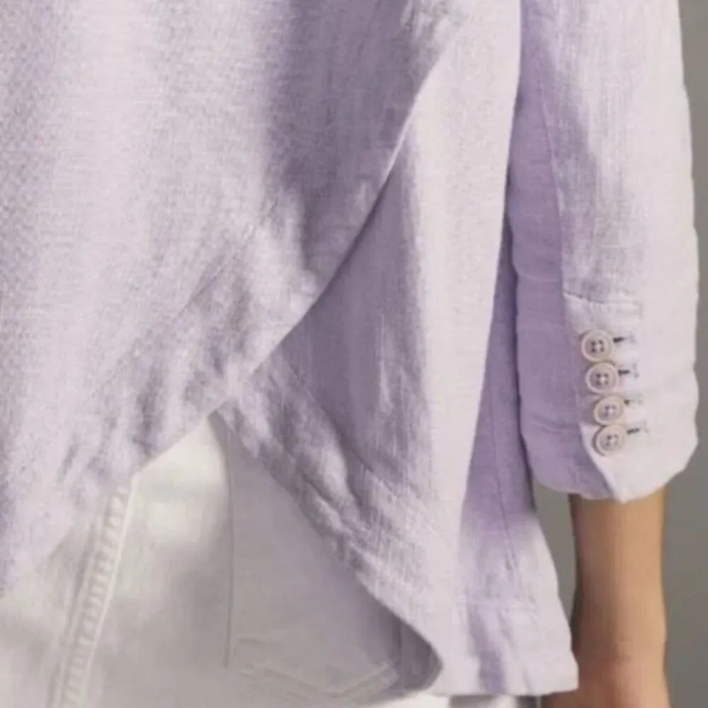 By Anthropologie Linen Tulip Blazer in lavender 8 - Image 2