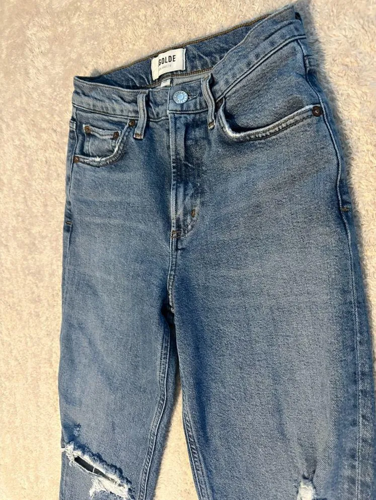 * Agolde wilder distressed denim high waist jeans size 23 - Image 3