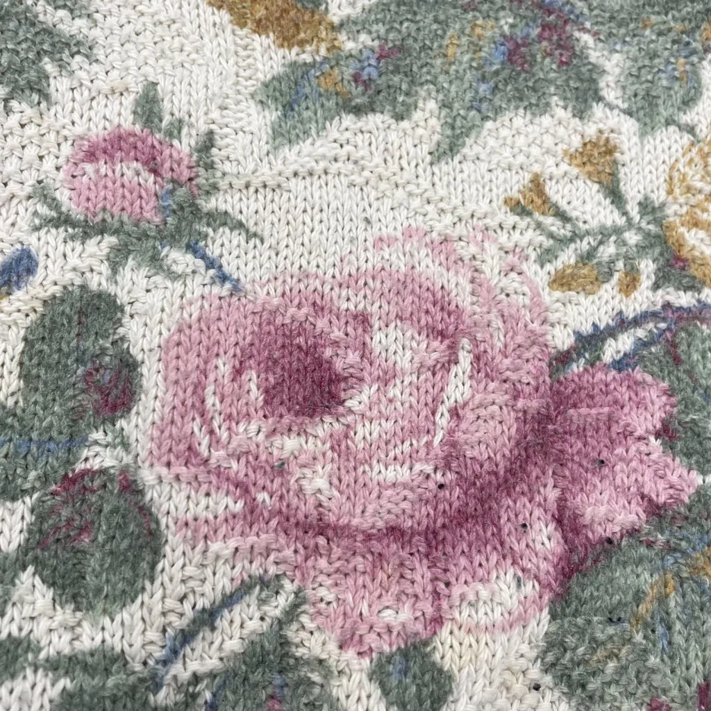 Vintage Floral Sweater Women Cotton Polyester Pullover Cottage Retro Casual Twee White Size M - Image 13