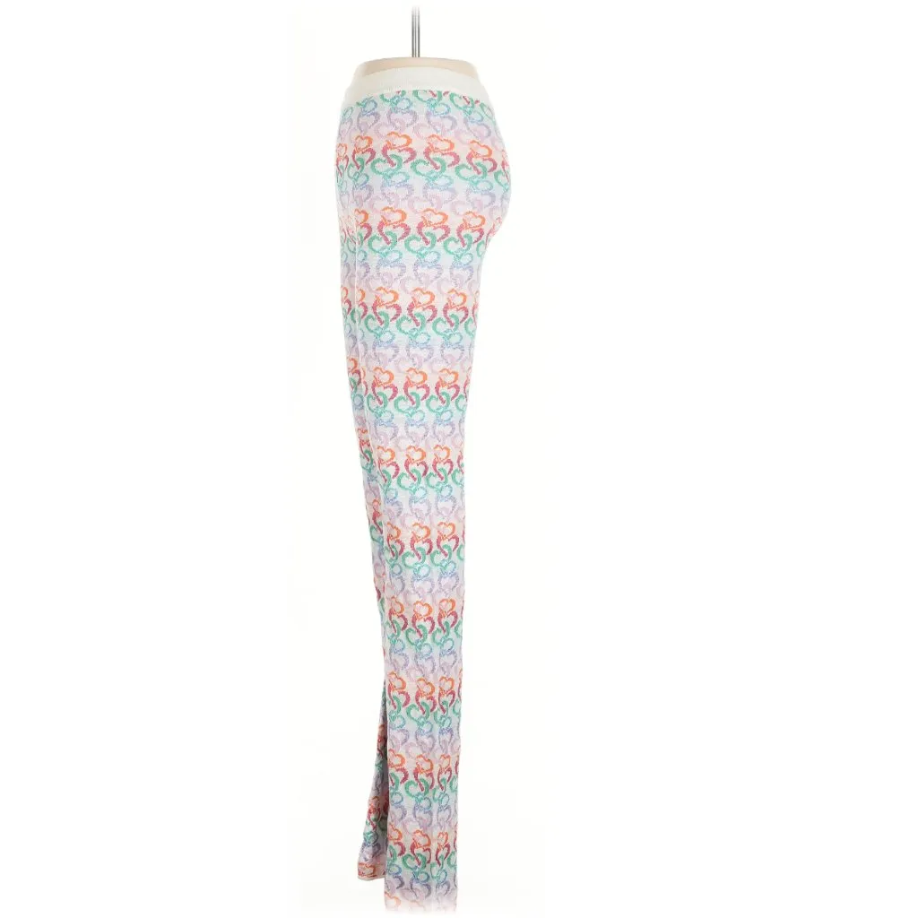 Marco Rambaldi Multicolor Heart Flare Knit Pants Small‎ White - Image 6