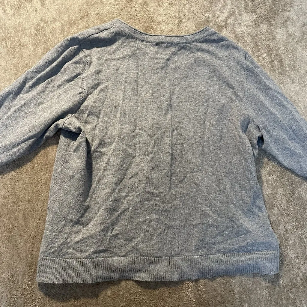 CJ Banks Cardigan Womens 1X Gray Button Front Sweater Fitted Long Sleeve Minimal - Image 2