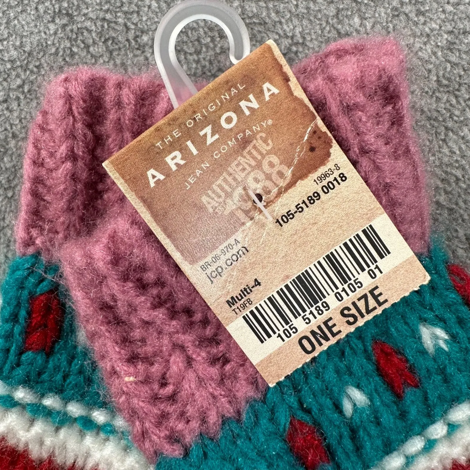 Arizona Jean Co Knit Mittens One Size Pink Teal New - Image 3