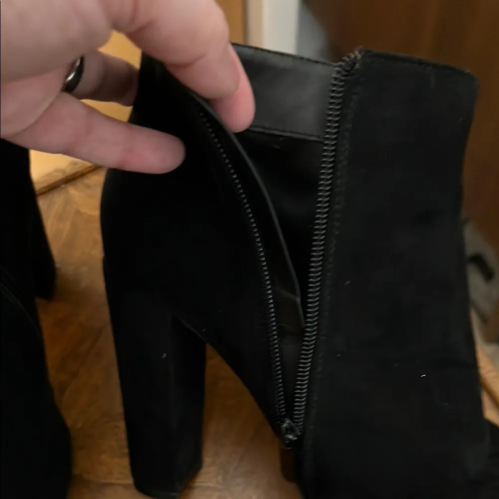 Torrid Black Faux Suede Pointed Toe Block Heel Bootie Size 9W - Image 12