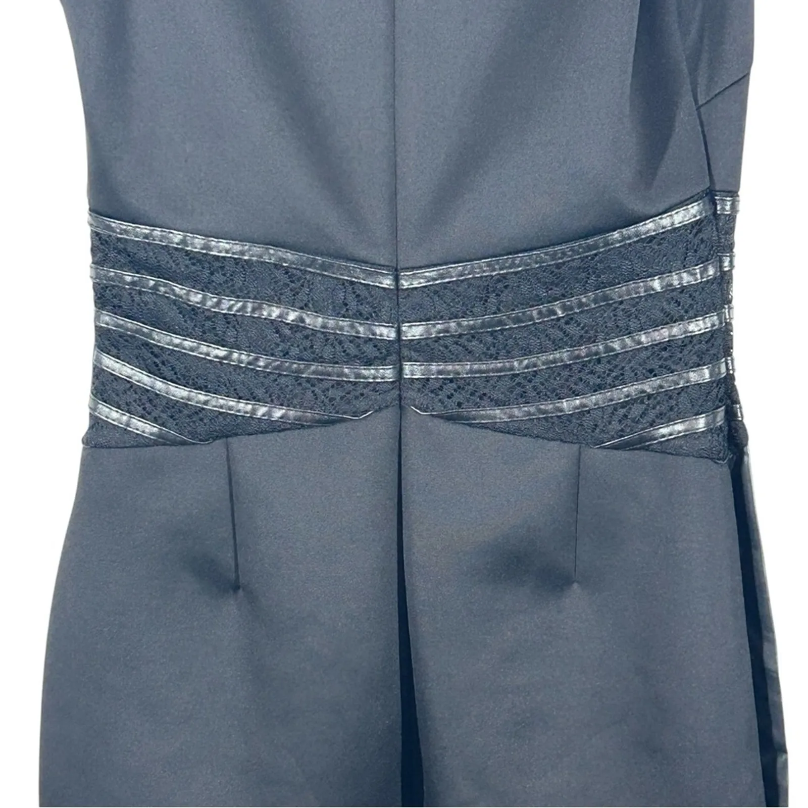 Guess Vintage Black Pleather Mini Dress Size 2 Sleeveless Faux Leather Party - Image 6