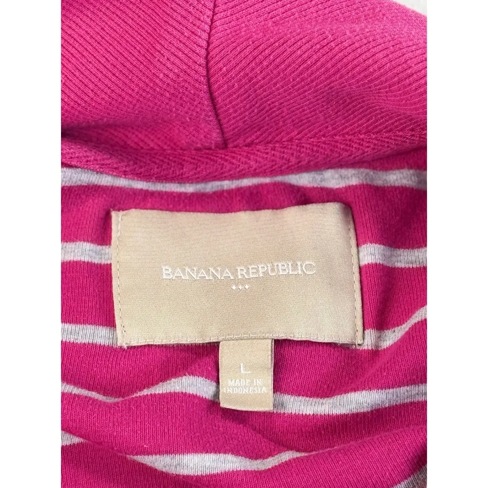 Banana Republic Pink Striped Long Sleeve Button Collar‎ Pullover Top L - Image 7
