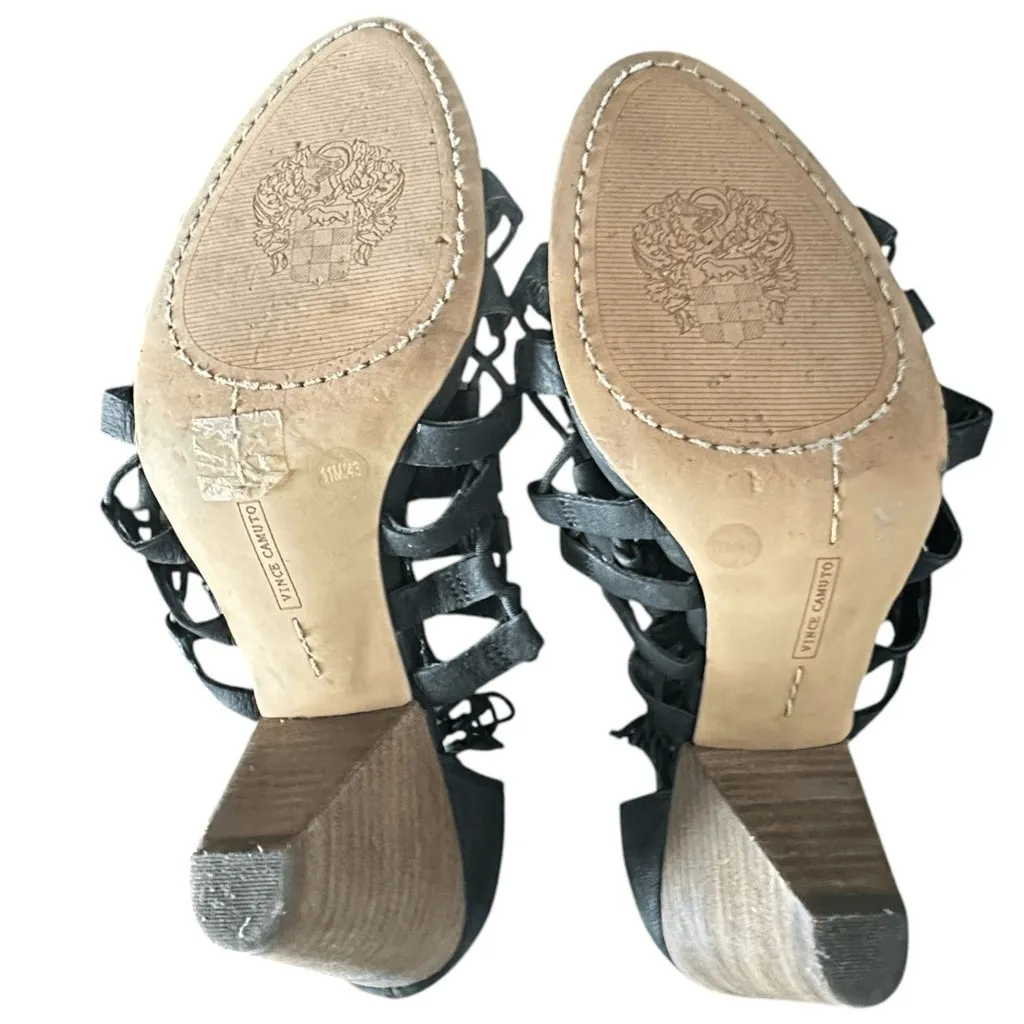 Vince Camuto Elanso Womens Suede Open Toe Cage Block Heel Sandals - Image 6