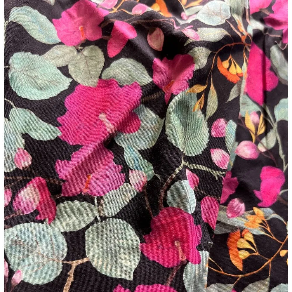 ROLLER RABBIT Shirt Maxi Dress Floral Blue Long Sleeve Cotton Button Down Medium - Image 5