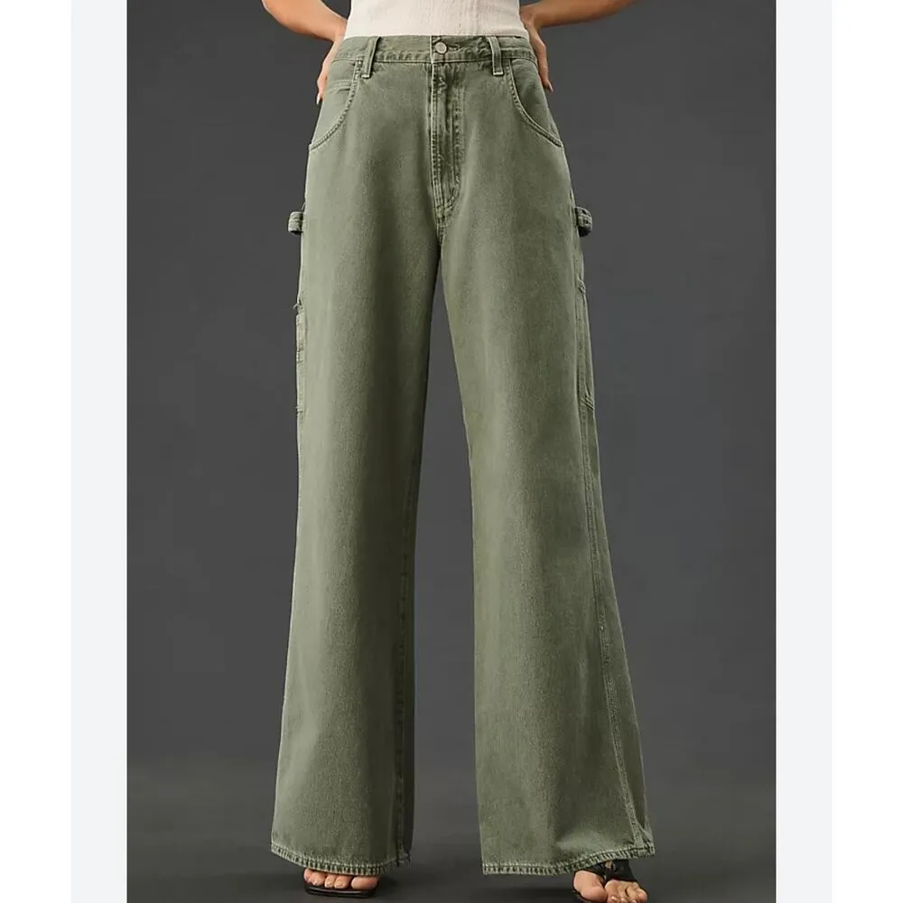 AGOLDE Anthropologie Green Cargo Denim Wide Leg women plus size 33 (16) - Image 2