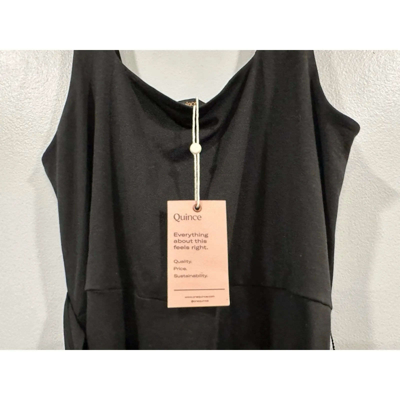 Quince Black Tencel Jersey Side Tie Dress Sleeveless Midi Wrap Sz Large L NEW - Image 2