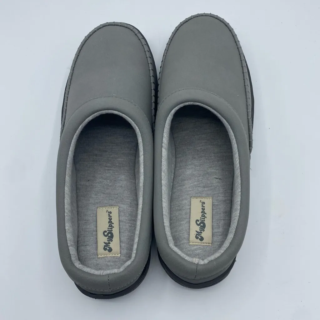 MY SLIPPERS from My Pillow Leather Gray Mule Slippers‎ Size 9 all season - Image 3
