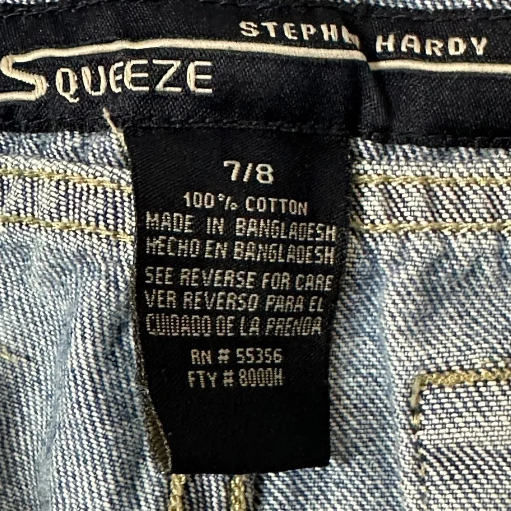 Stephen Hardy Squeeze Y2K Vintage Floral Low Rise Cropped Jeans Raw Hem Size 7/8 Blue - Image 8