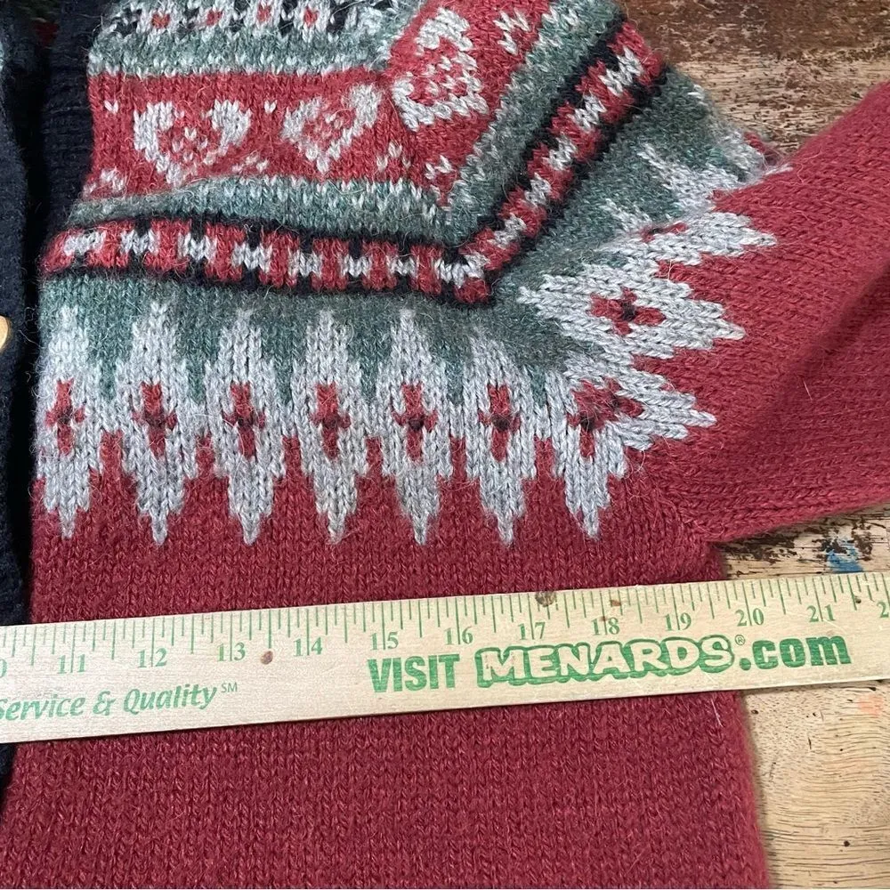 The Alpaca Connection Peruvian Alpaca Wool‎ Cardigan Size S/M Fair Isle Nordic Brown - Image 4