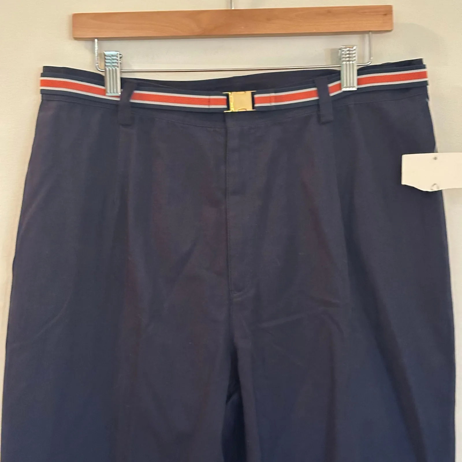 New Elisabeth Navy Blue Pants Striped Belt sz 14 W - Image 2