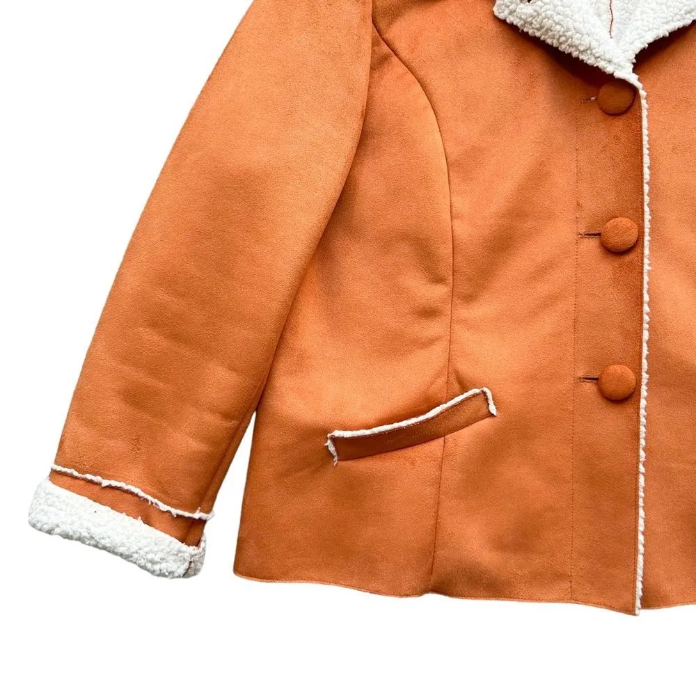 🔃Chico's Orange Faux Suede Sherpa Teddy Jacket - Image 7