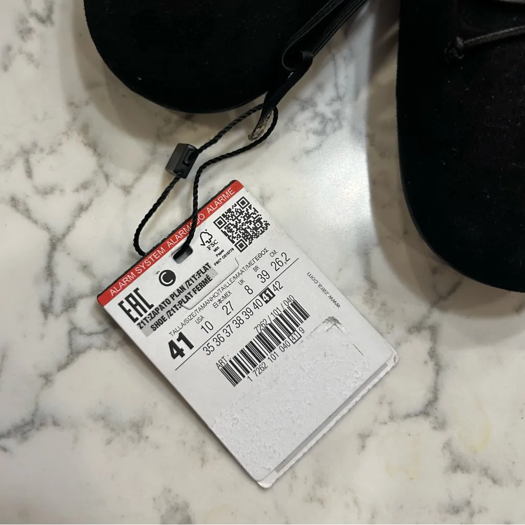 Zara Black Slip On Faux Suede Round Toe Short Heels Size 41/10 - Image 9