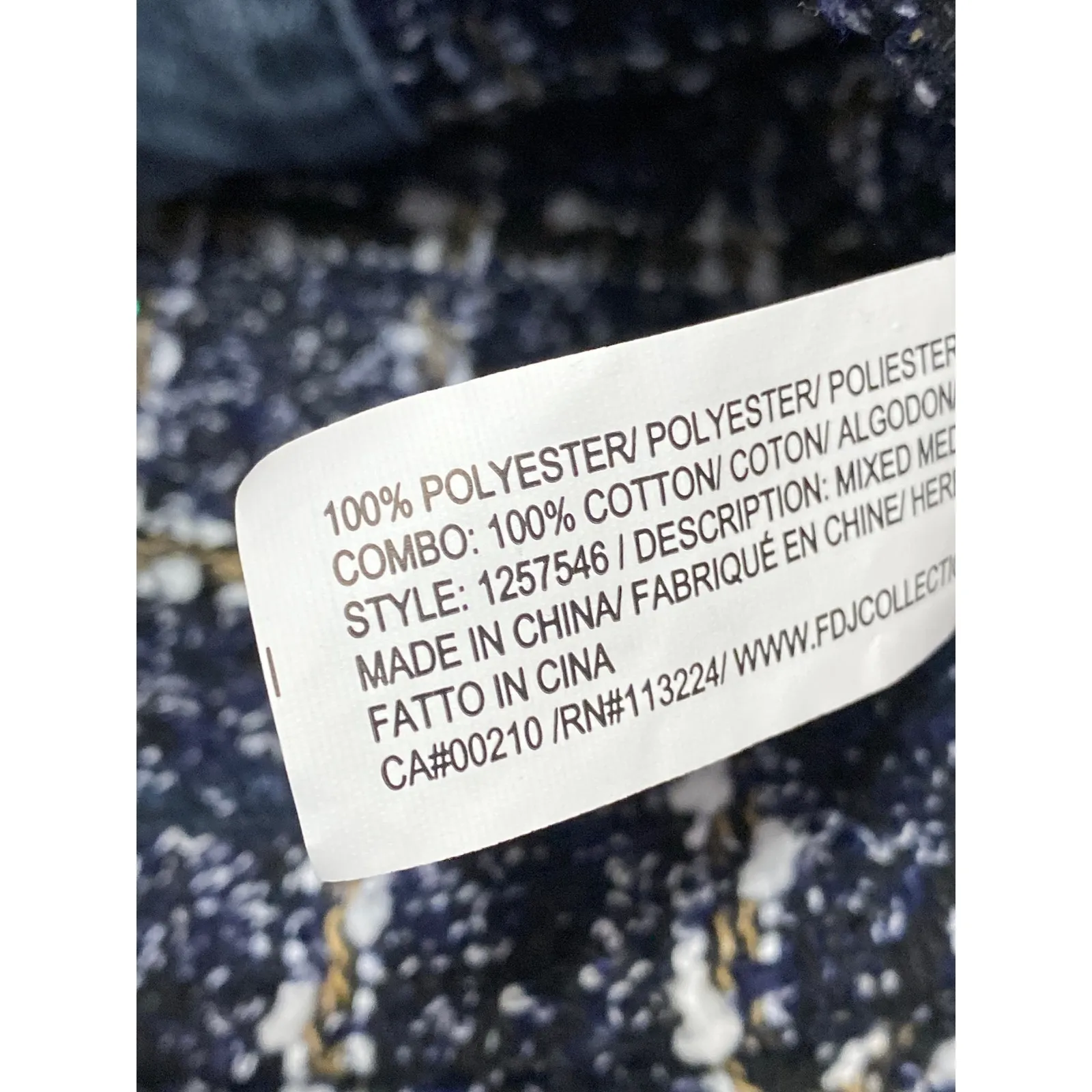 NEW FDJ Isla Indigo Denim Tweed Mixed Media Plaid Cardigan Blazer Coat Jacket M Blue Size M - Image 4