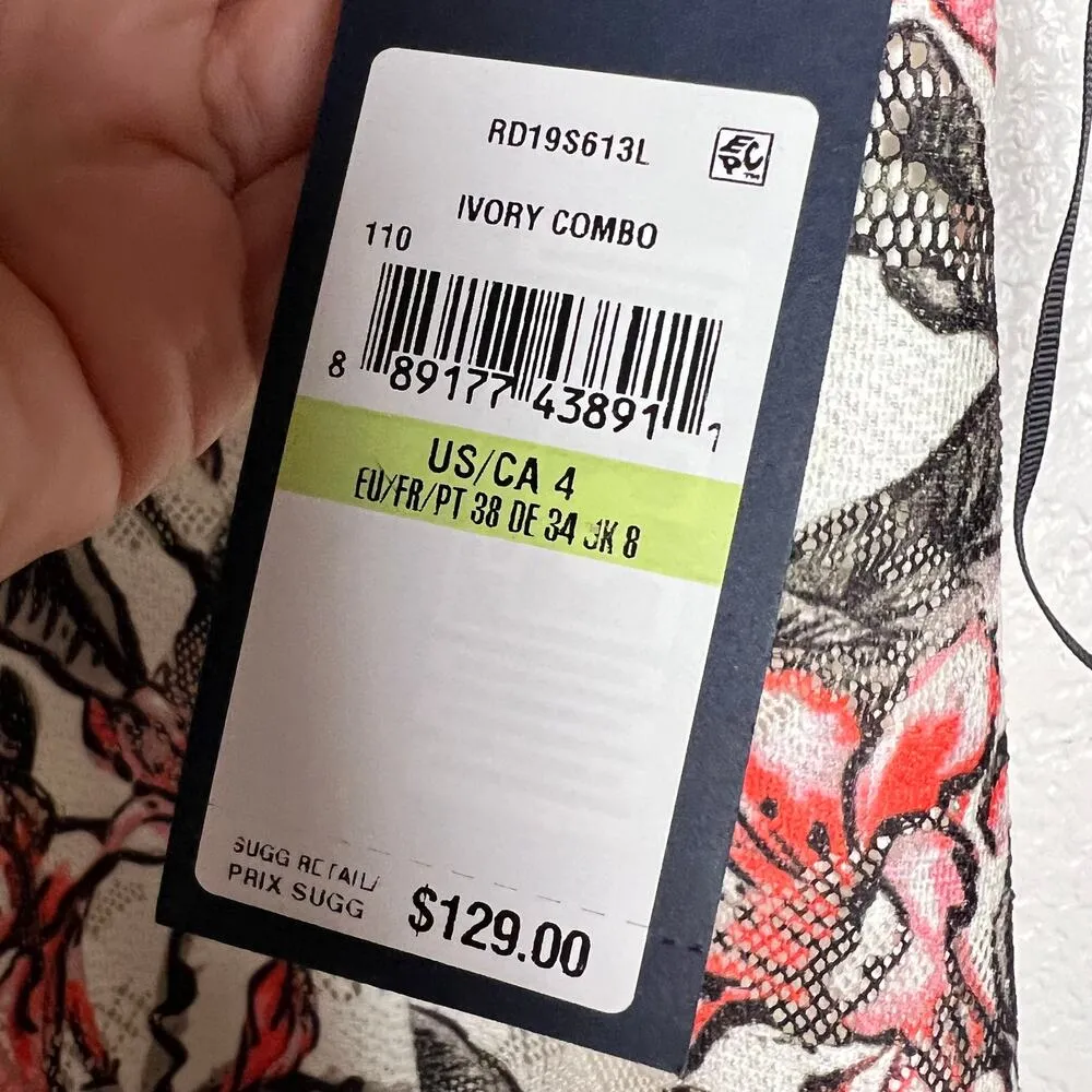 Rachel Roy Lydia Lace Floral Print V-Neck Ruffled Sheath Dress Size 4 - Image 4