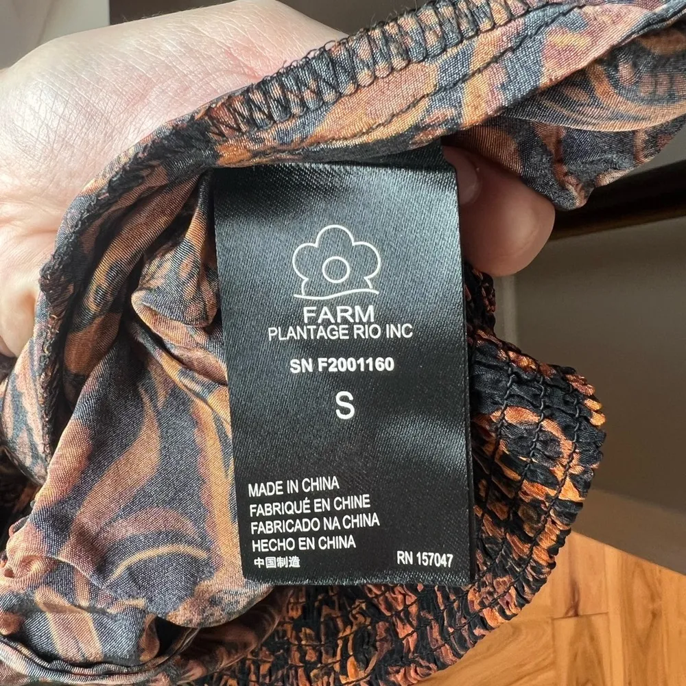 FARM RIO Women’s Size S Black & Orange Camouflage Snake One Shoulder Jumpsuit - Image 5