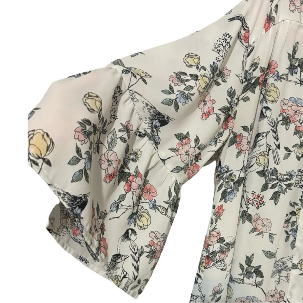 4/$25 BUNDLE DEAL MOTHERHOOD OPEN FRONT KOMONO FLOWY BIRDS & ROSES PRINT BELL - Image 2