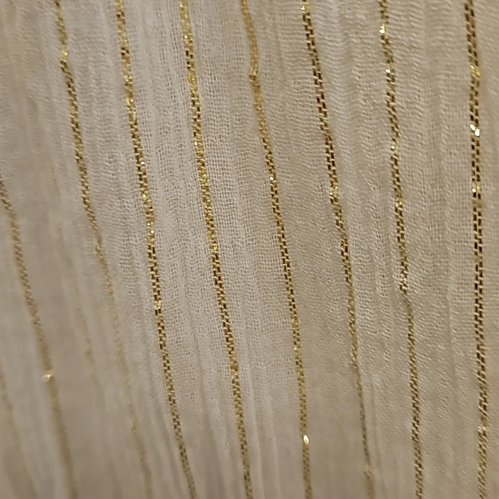 💕ENZA COSTA💕 Crinkled Cotton Voile Lurex Mini Dress ~ White/Gold NWT Gold Size M - Image 5