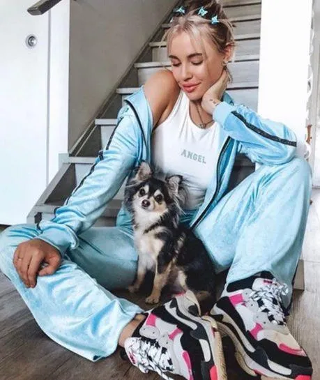 Tiger Mist Blue Sweatpants With Rhinestones - Image 4