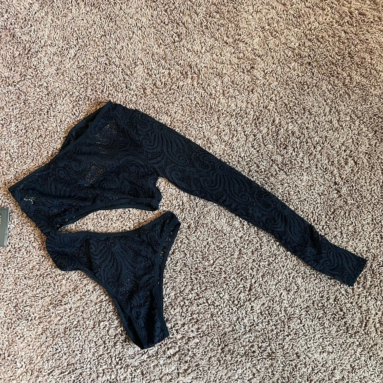 Frederick's‎ of Hollywood Kerry Asymmetrical Bodysuit Lace Black Size Small NWT - Image 4