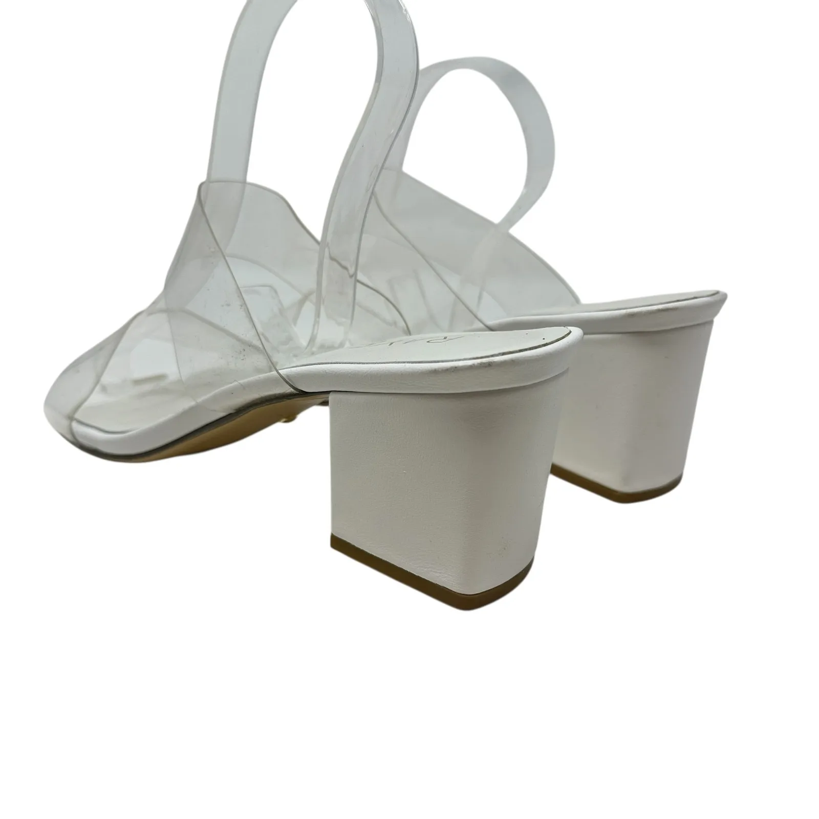 Raye Bardot Heel Slide‎ Strap Sandal Block Clear White Size US 9 - Image 12