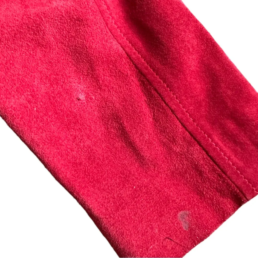 Vintage Andrea Viccaro Womens Small Red Genuine Suede Leather Jacket - Image 5