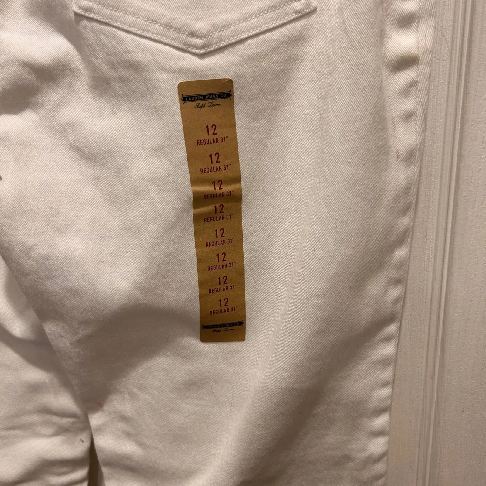 Vtg Deadstock Lauren Jeans Co Ralph Lauren Women's White Straight Leg Jeans 12 - Image 6