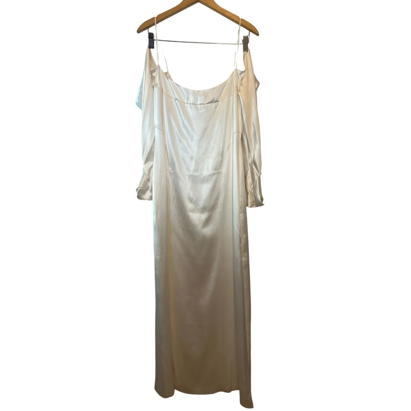 Galvan London NWT Ivory Silk Valencia Cold Shoulder Midi Dress Size 8 White - Image 3