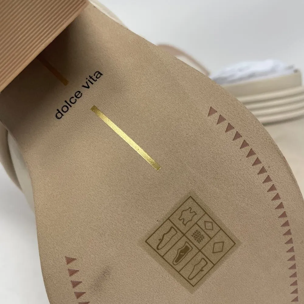 Dolce Vita Sita Mules 8 Sand Nubuck Pointed Toe Block Heel Leather Slip On NEW - Image 8