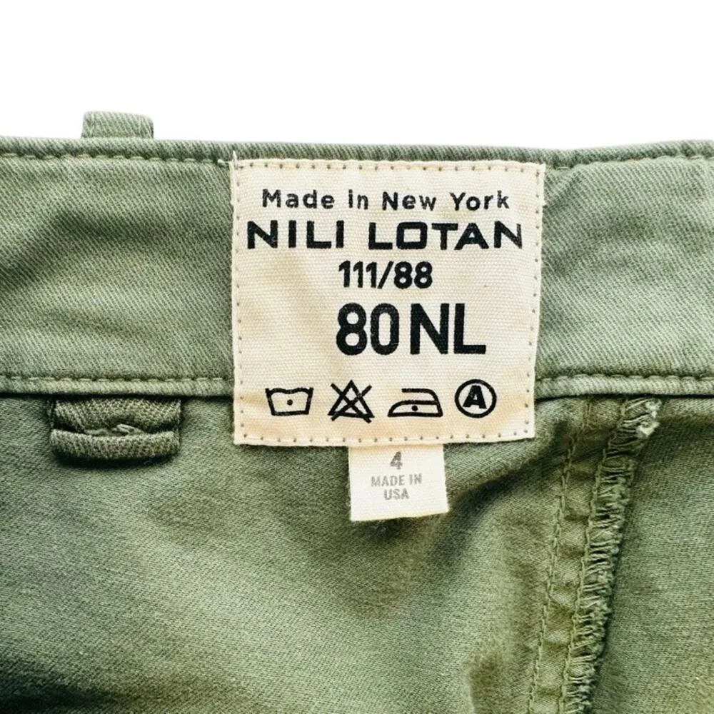 Nili Lotan Cropped French Military Pants Camo Green Size 4 Cotton - Image 3