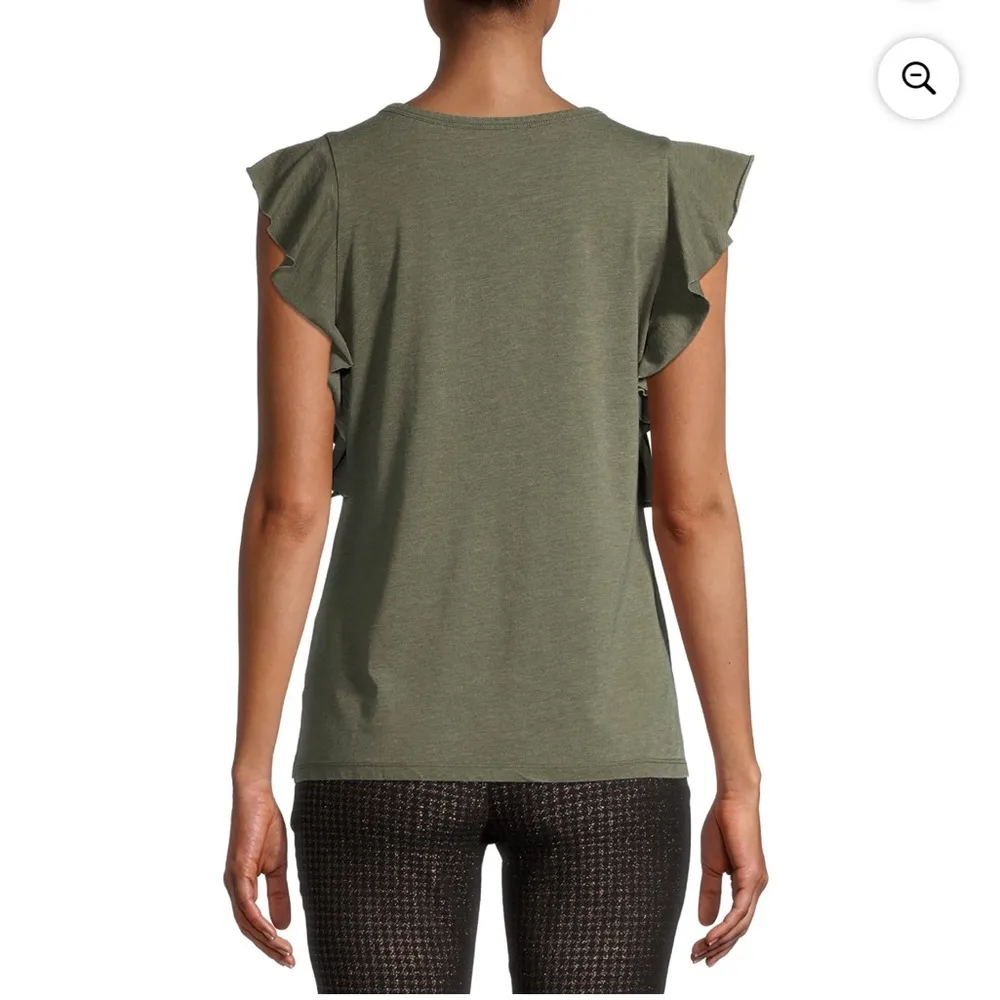 Time and Tru Women's Ruffle Sleeve Tank Green - Image 4