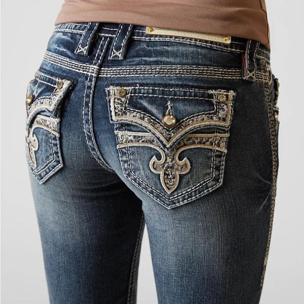 Rock Revival Celine Skinny Stretch Jean Bling Sequins Pockets Size 26 - Image 3